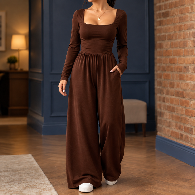 Sylvaine-Claire Wide Leg Jumpsuit - Dark Brown