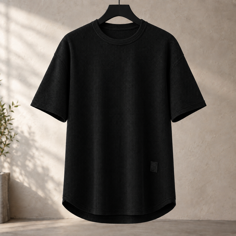Austin Waffle T-Shirt - Black