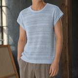 Nico Openwork Knit Top - Blue