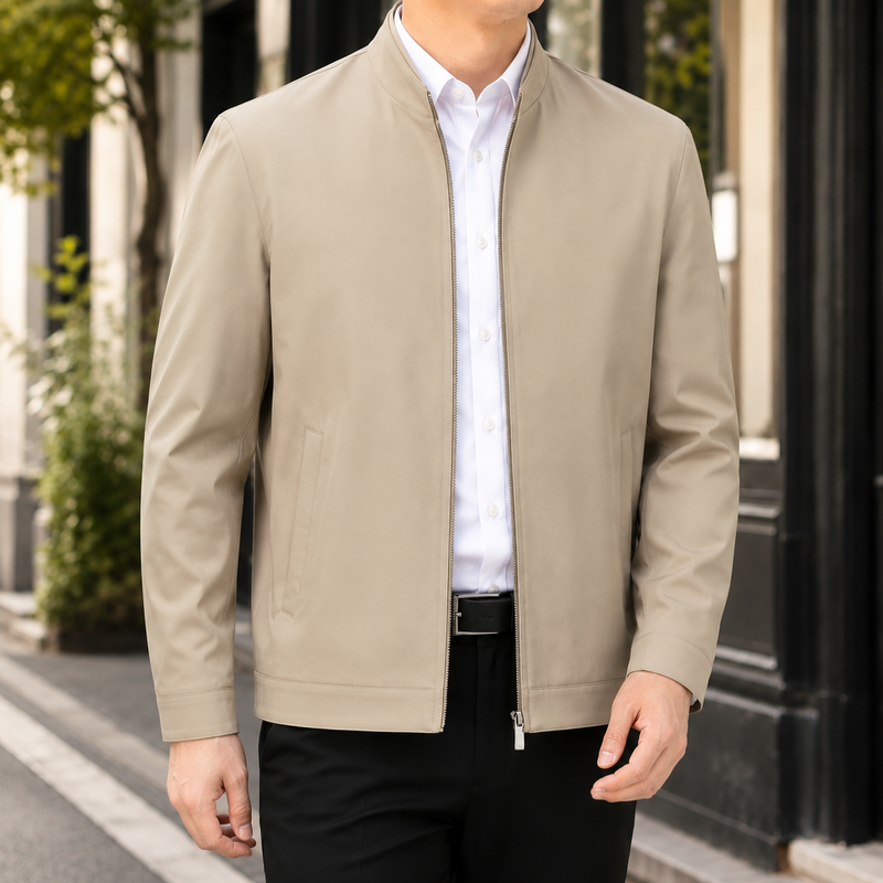 Waldemar Stand Collar Jacket - Khaki Stand Collar