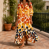 Yvette-Eve Button Front Dress - Orange