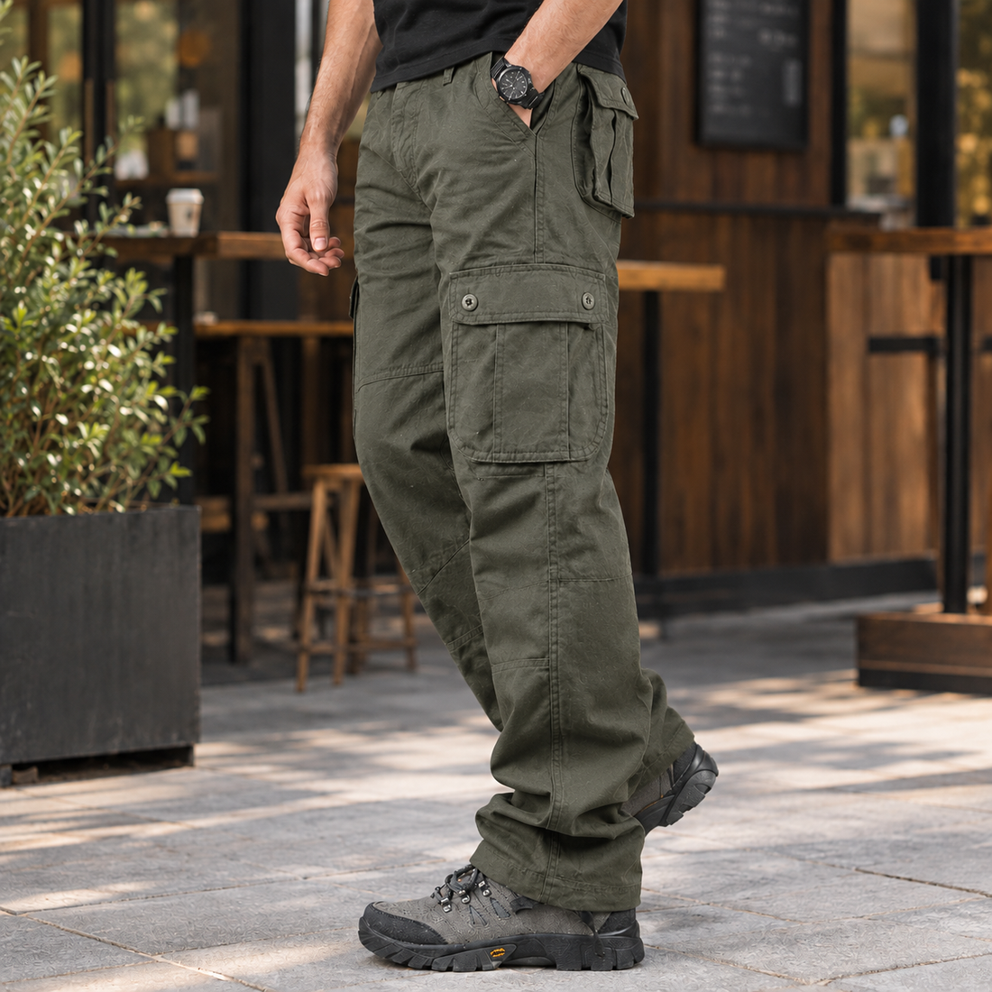Marco Relaxed Cargo Pants - Army Green