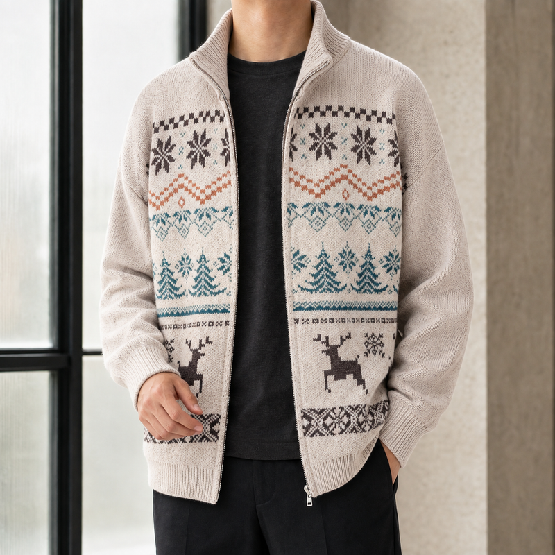 Florian Fair Isle Jacket - Khaki
