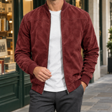 Mason Suede Bomber Jacket - Red