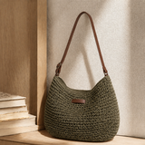 Bari Woven Hobo Bag - Khaki