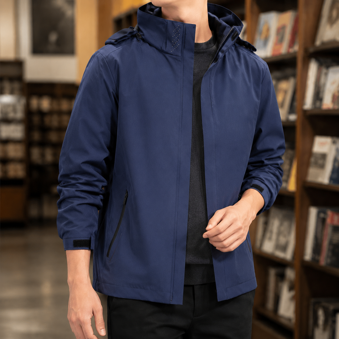 Edouard Hooded Jacket - Men's Model-dark Blue