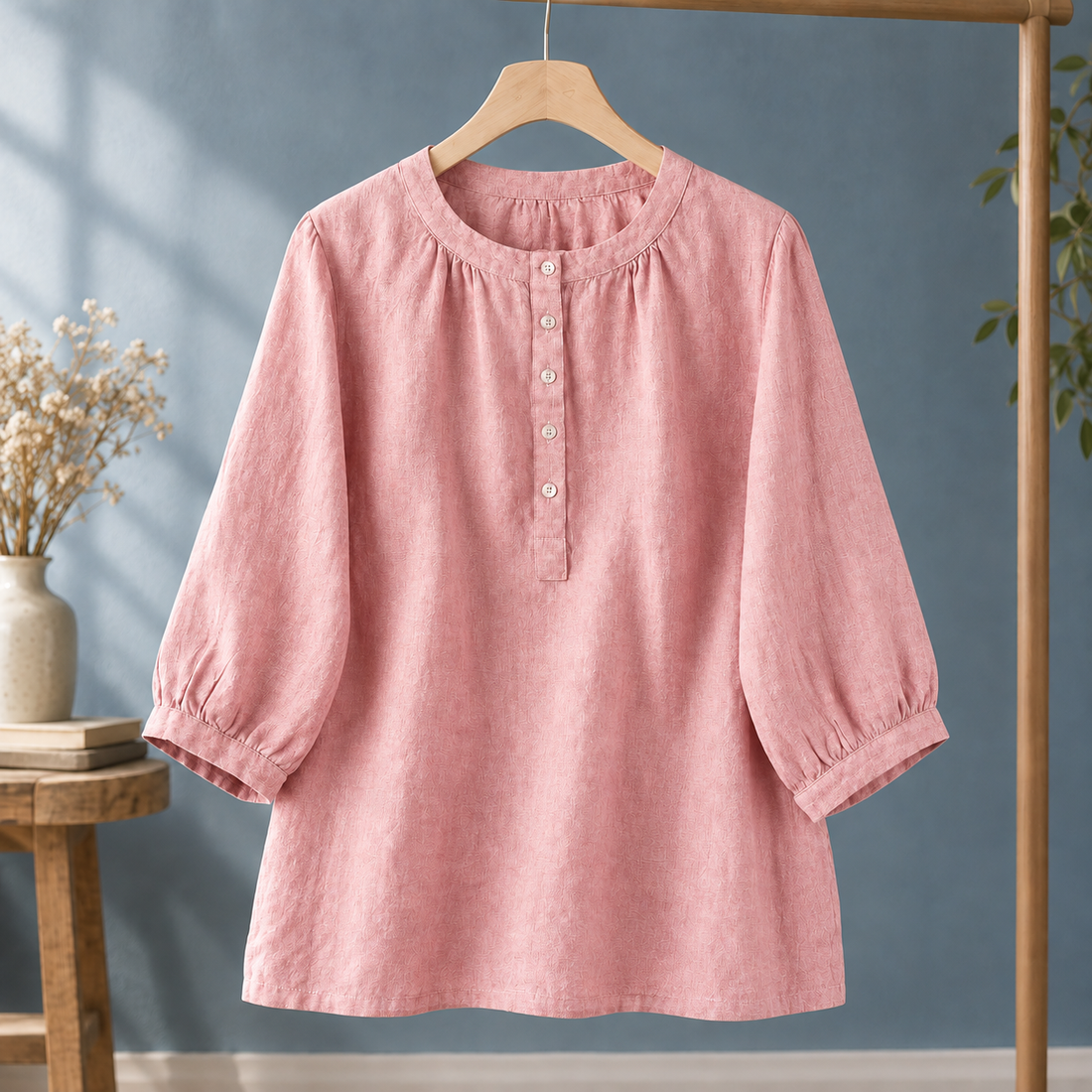 Samantha Gathered Blouse - Peach Pink