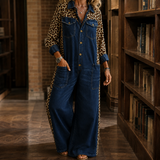 Valeria-Kate Leopard Jumpsuit - Dark Blue