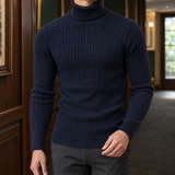 Dario Cable Knit Sweater - Navy Blue