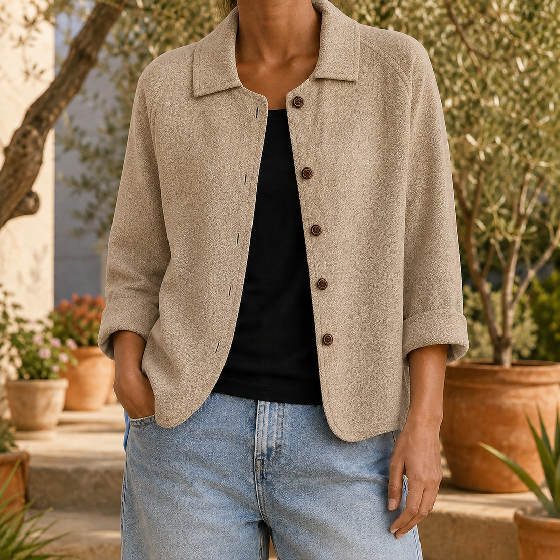Soraya-Lane Collared Sweater - Khaki