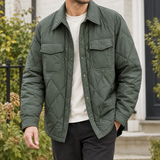Gustave Quilted Shirt Overshirt - Army Green