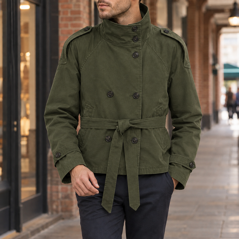 Rodolphe Double Breasted Jacket - Army Green