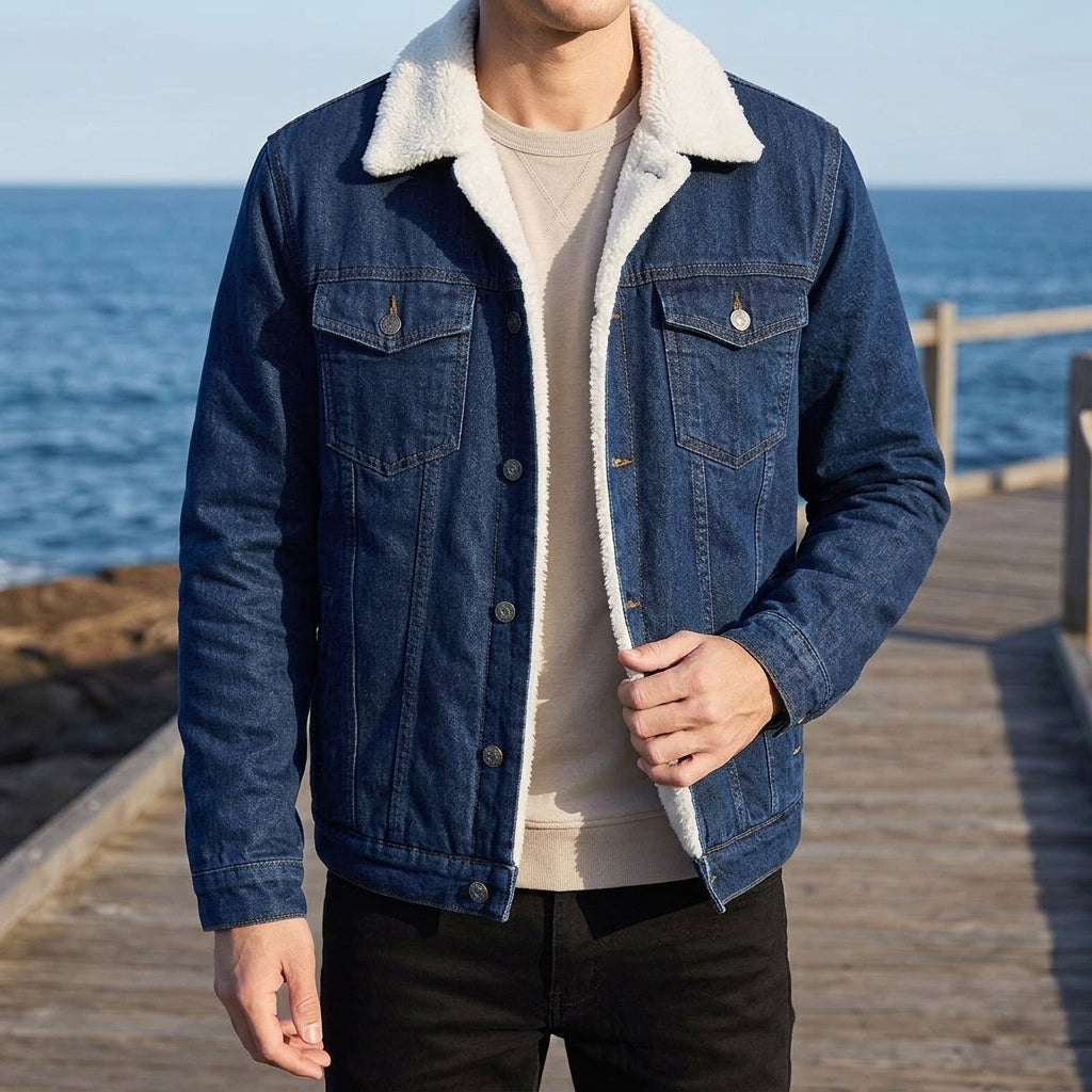 Magnus Denim Jacket - Denim Lambskin Dark Blue