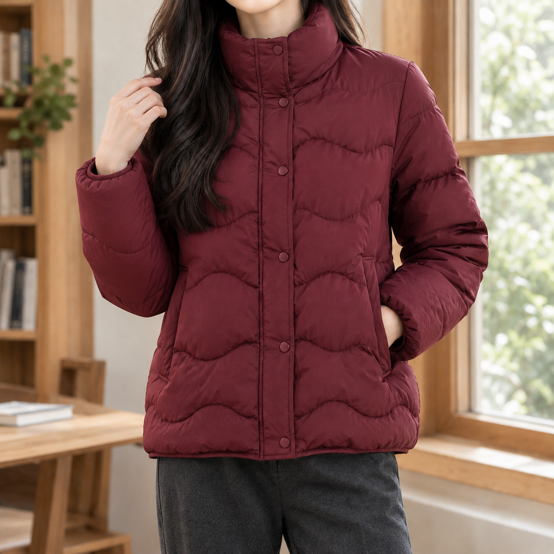 Aurore-Hope Quilted Jacket - Angora Red