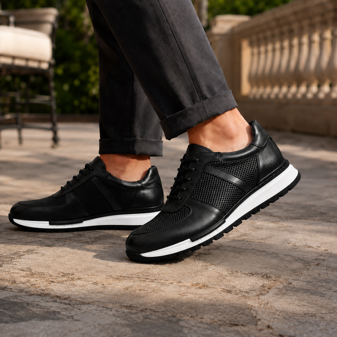 Marcello Leather Sneakers - Black