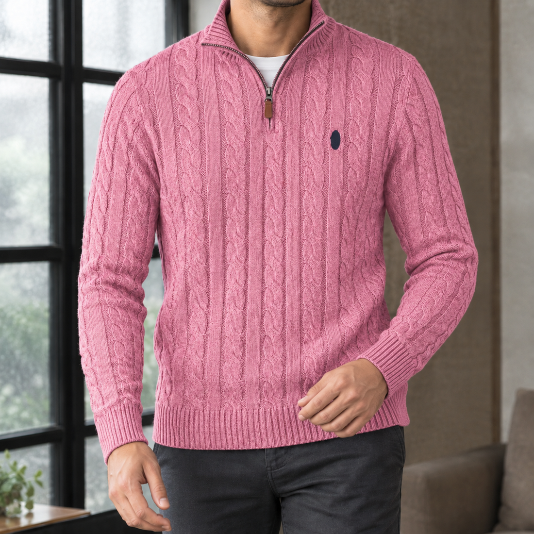 Freddie Cable Knit Sweater - Pink
