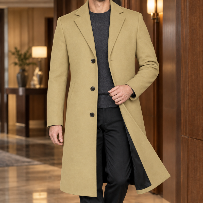 Austin Tailored Overcoat - Khaki