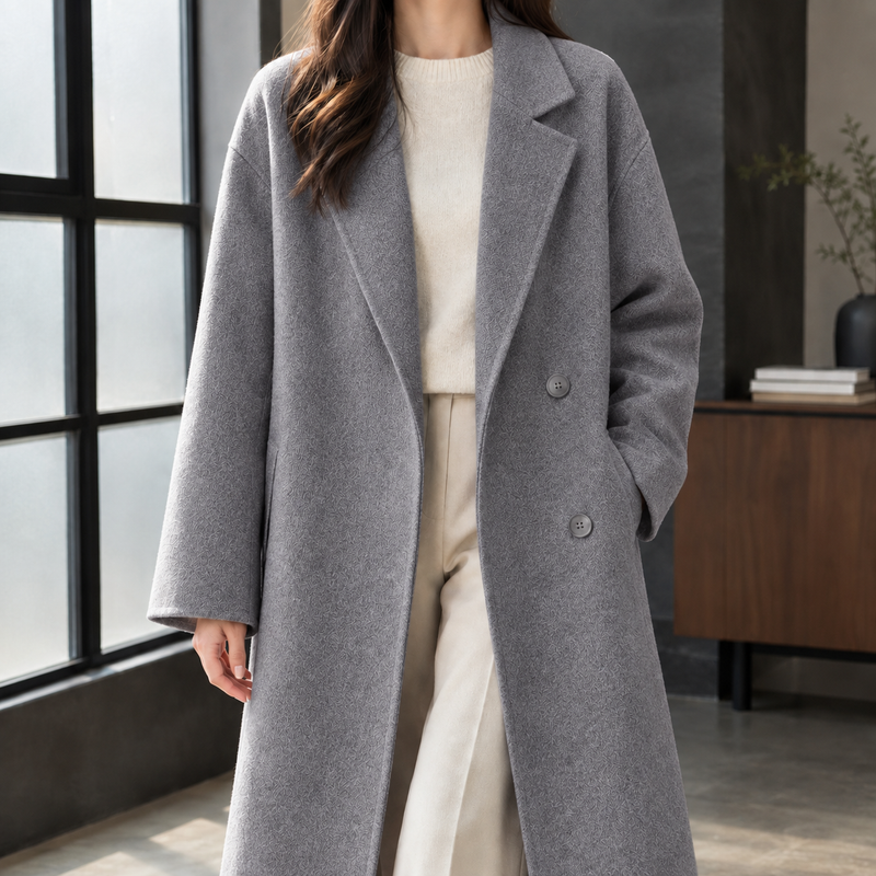 Delia-Grace Double Breasted Coat - Gray