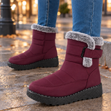 Lucania-Roma Fur-Trim Boots - Wine Red