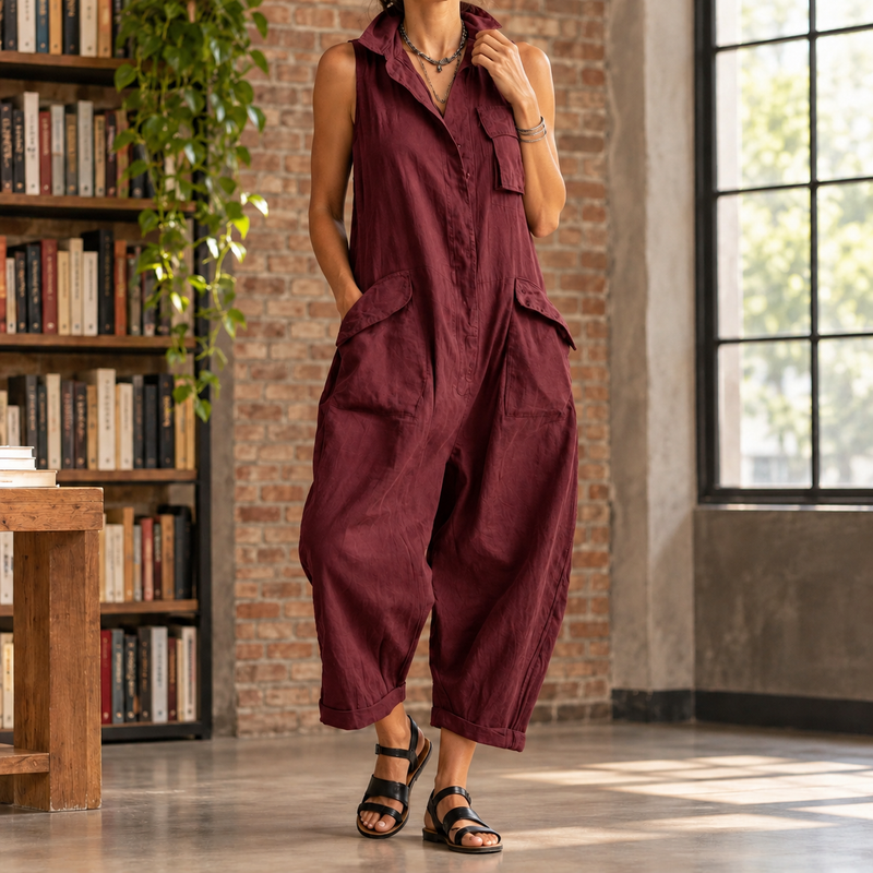 Shannon-Jade Utility Jumpsuit - Wine Red