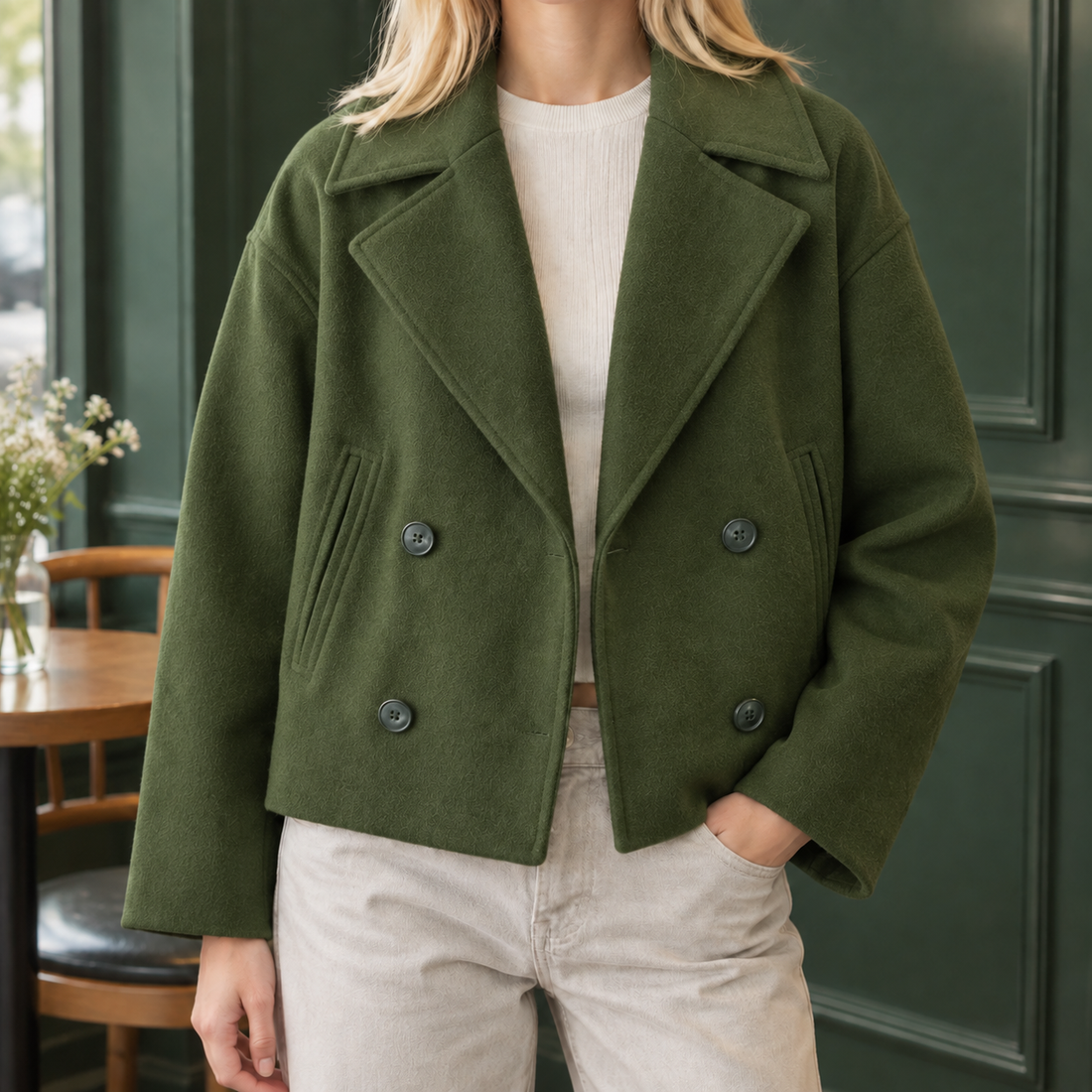 Leonie-Hope Double-Breasted Jacket - Army Green