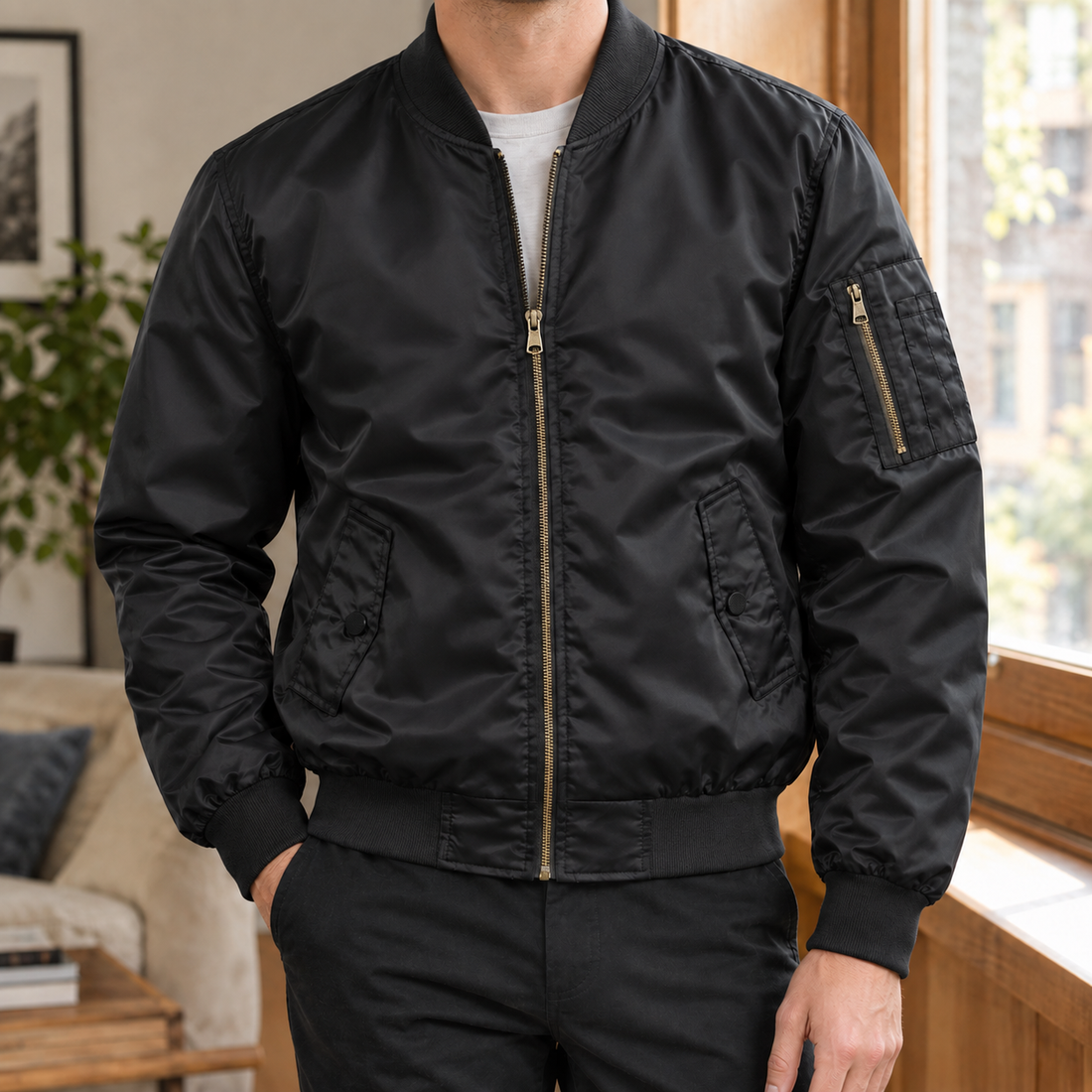 Warrick Bomber Jacket - Black