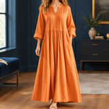 Violetta-Jade Pintuck Maxi Dress - Orange