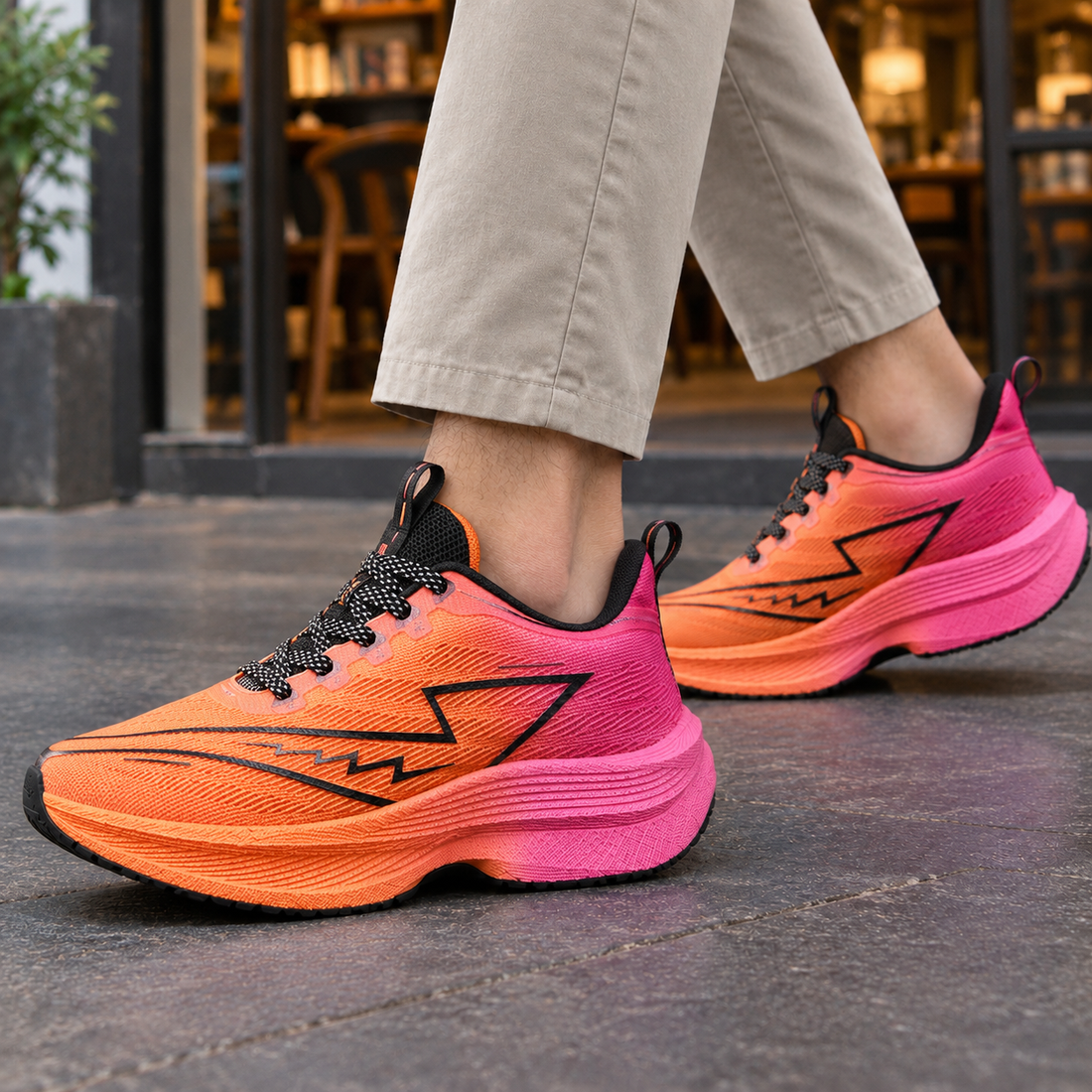Barbaro Platform Sneakers - Orange and Pink