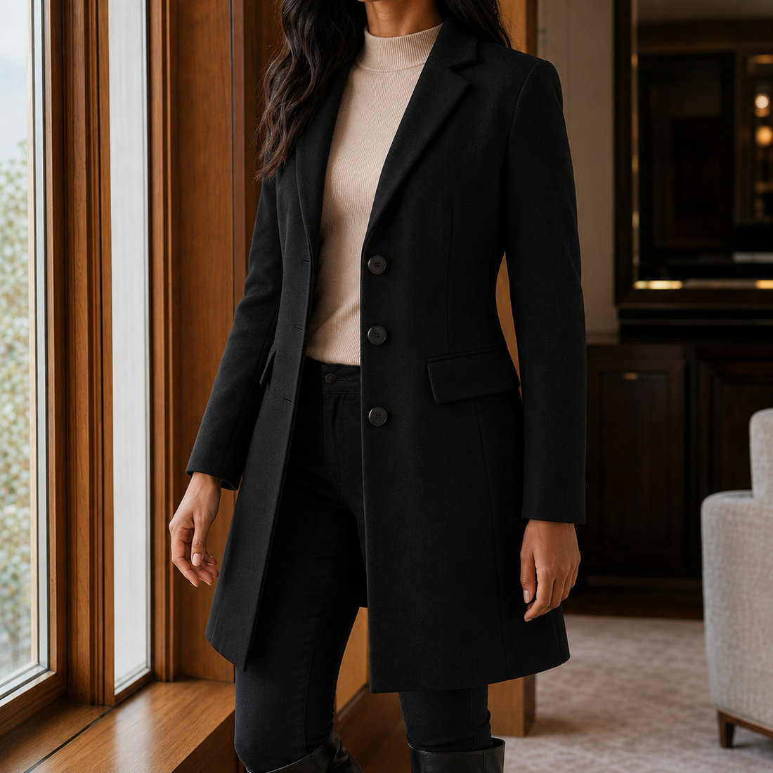 Valencia Tailored Coat - Black