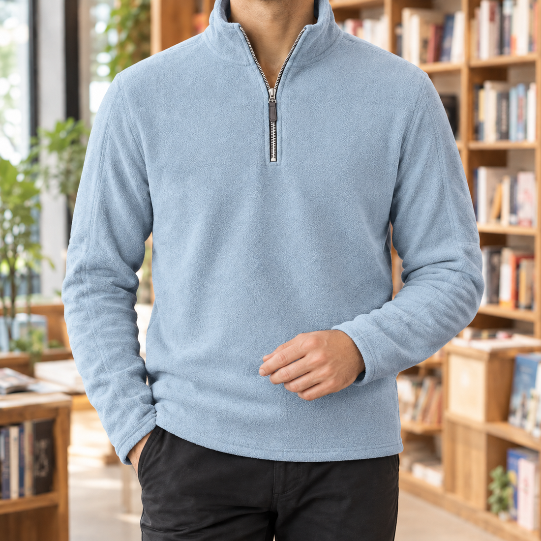 Boniface Quarter-Zip Top - Light Blue