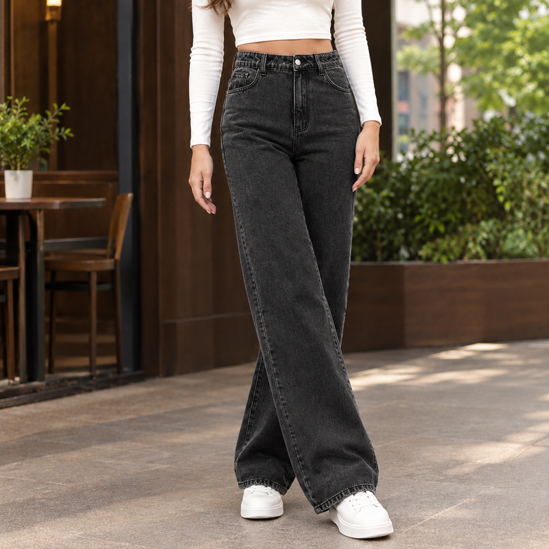 Xaviera-Rae Wide Leg Jeans - Black