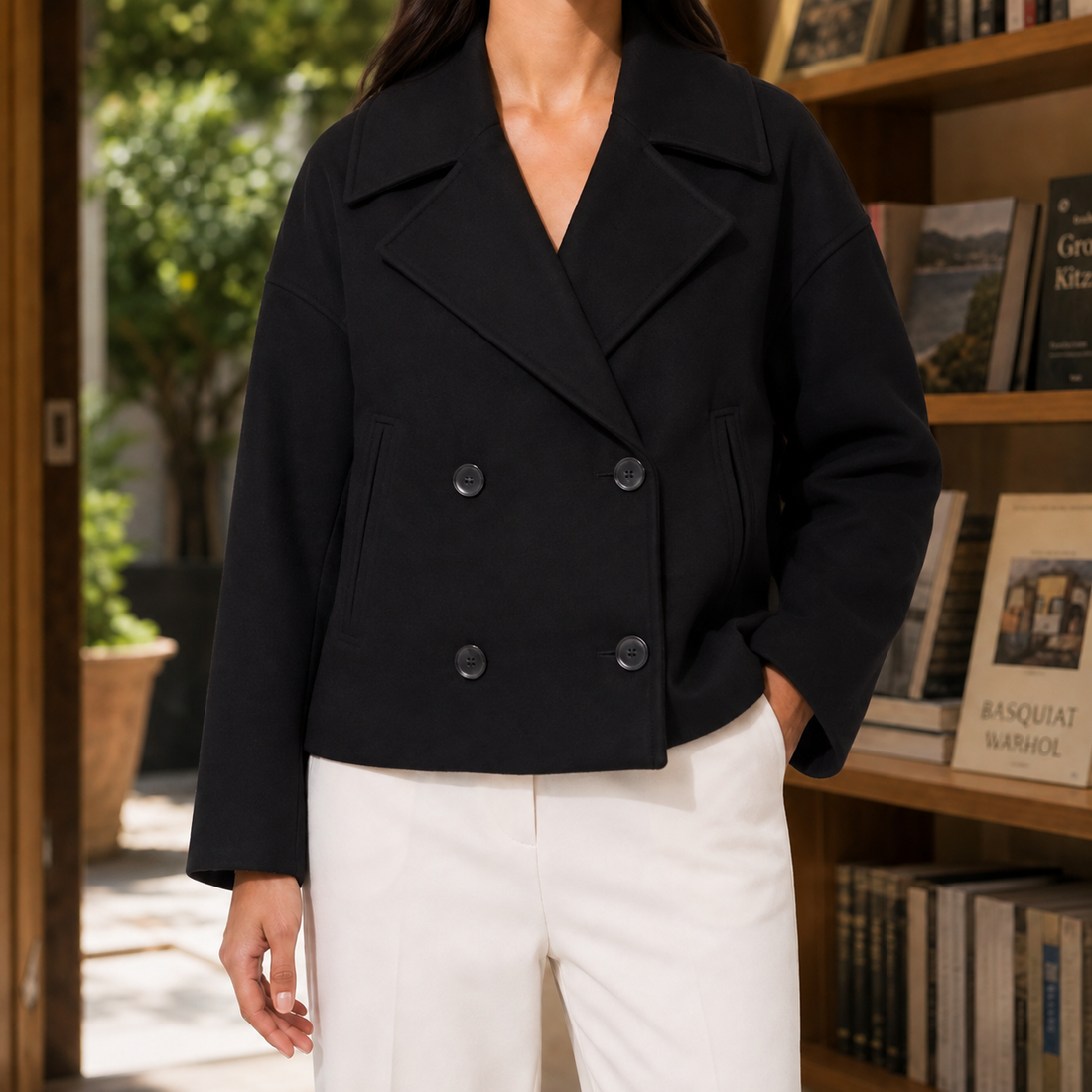 Valeria-Jane Cropped Blazer - Black