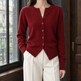 Cecilia Button Front Sweater - Vintage Red
