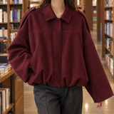 Clemence-Marie Suede Bomber Jacket - Burgundy