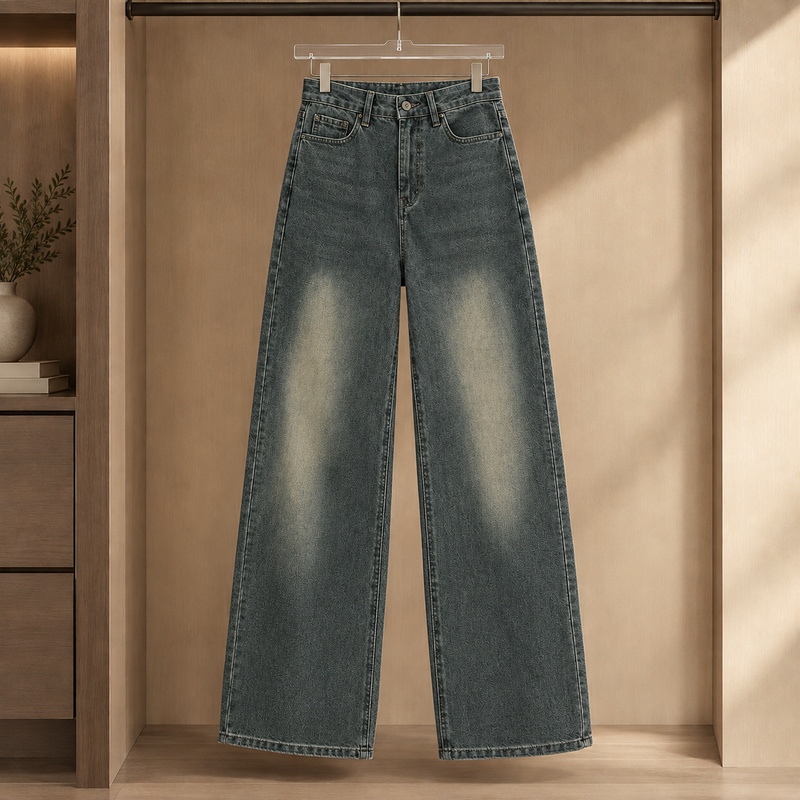 Perla-Rae Wide Leg Jeans - Charcoal Blue