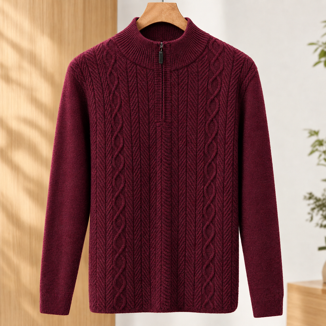 Austin Cable Knit Sweater - Wine Red