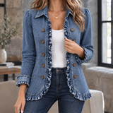 Sharon-Marie Ruffle Overshirt - Denim Blue
