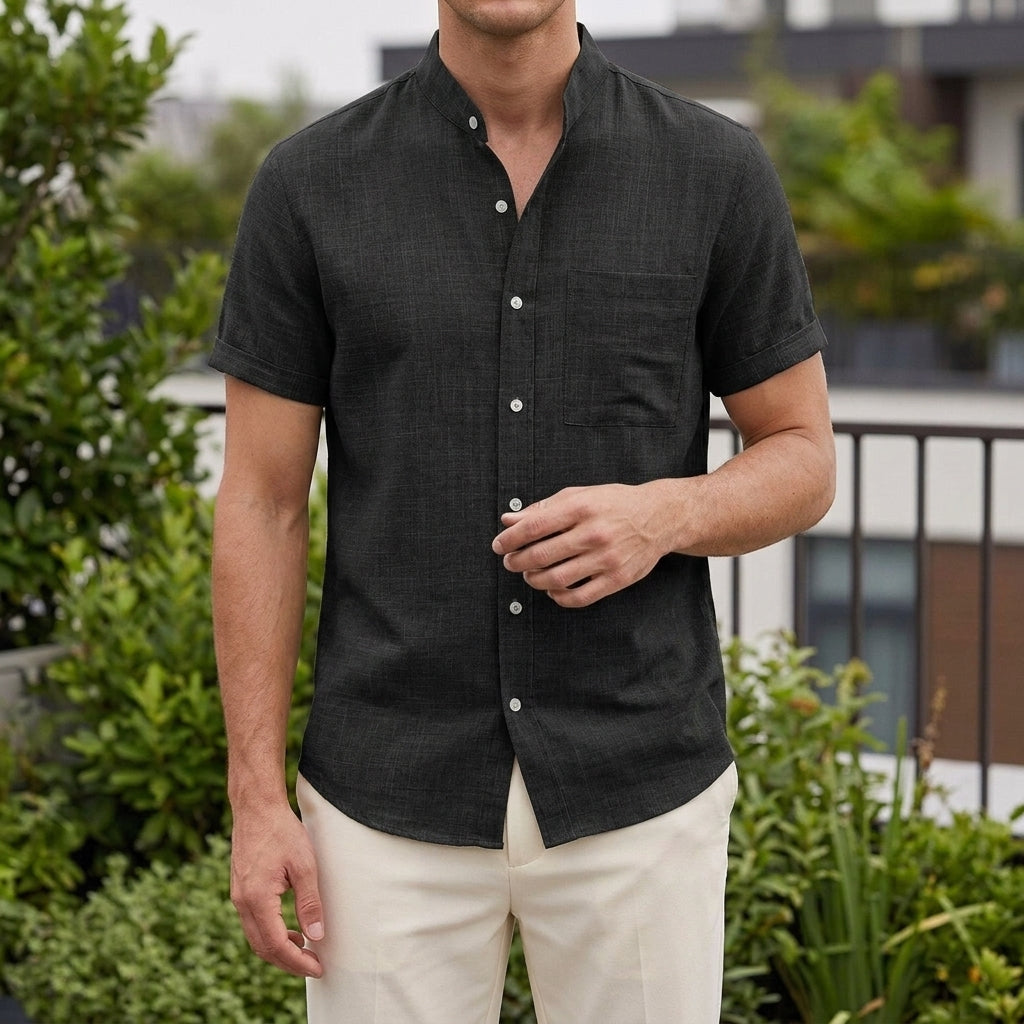 Blake Mandarin Shirt - Black