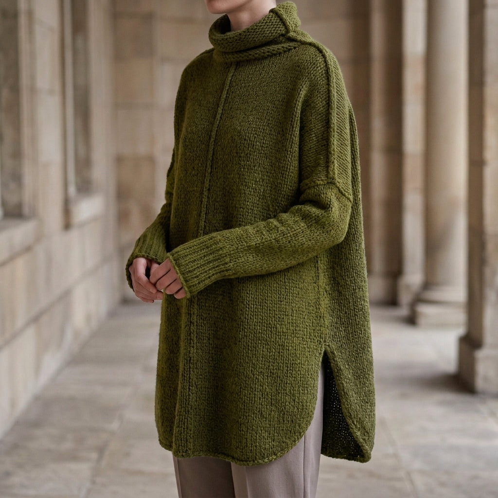 Florence Stacked Collar Sweater - Army Green