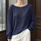 Clarisse-Marie Boatneck Top - Navy Blue
