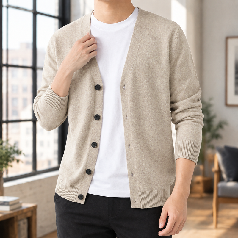 Pascal Button Front Cardigan - Apricot