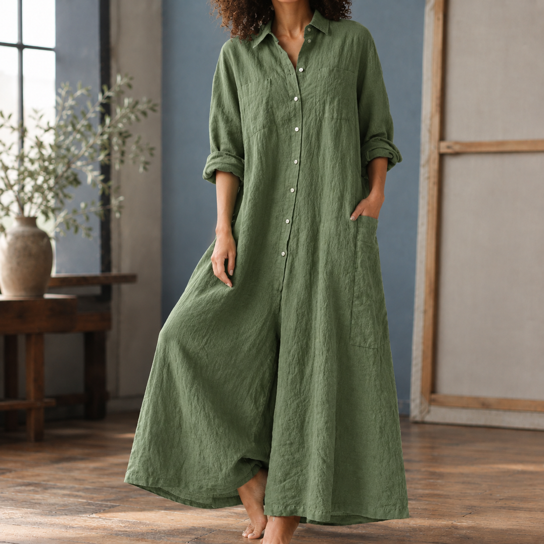 Berenice-Mae Wide Leg Jumpsuit - Green