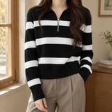Sofia-Faye Half Zip Sweater - Black