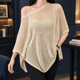 Perpetua Asymmetric Knit Top - Apricot