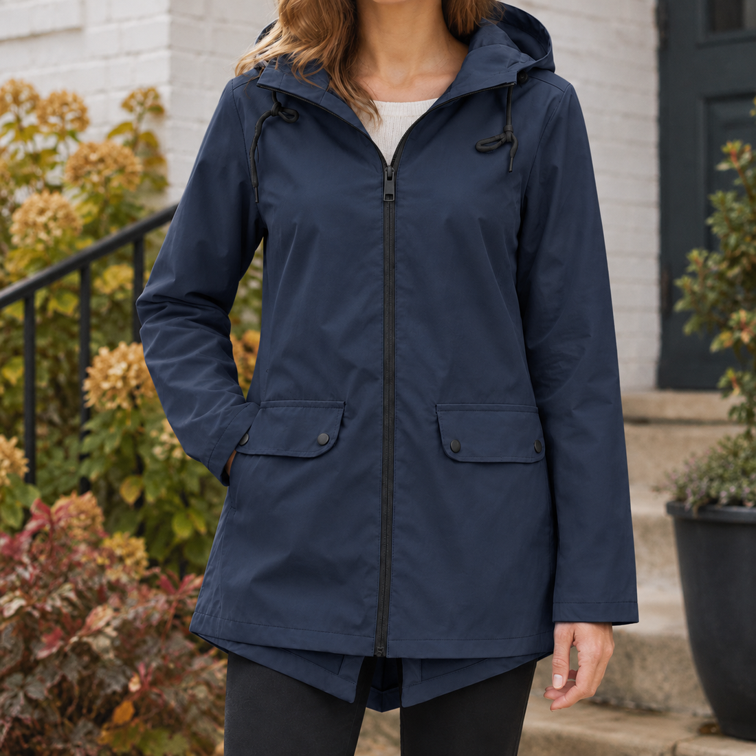 Talia-Sage Hooded Jacket - Navy Blue