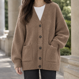 Mireille-Sage Ribbed Cardigan - Brown