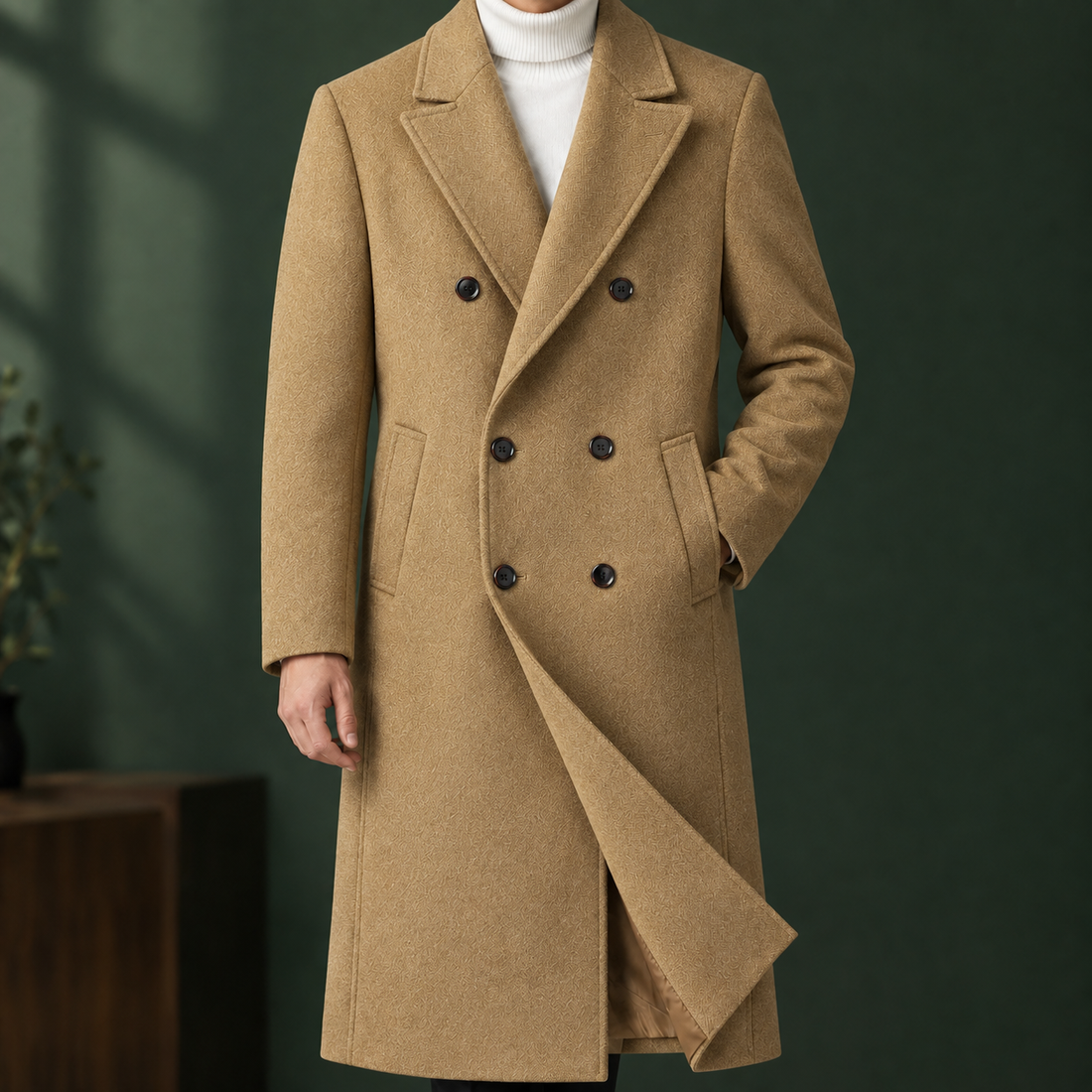Wilder Double-Breasted Overcoat - Camel