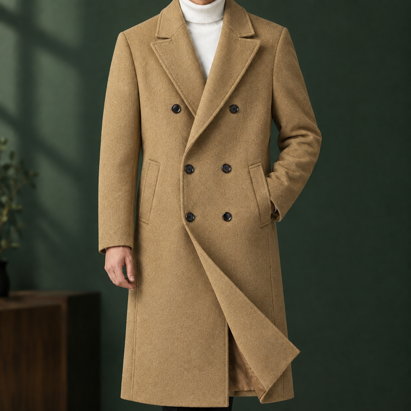 Wilder Double-Breasted Overcoat - Camel