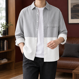 Laurence Color Block Overshirt - Gray White