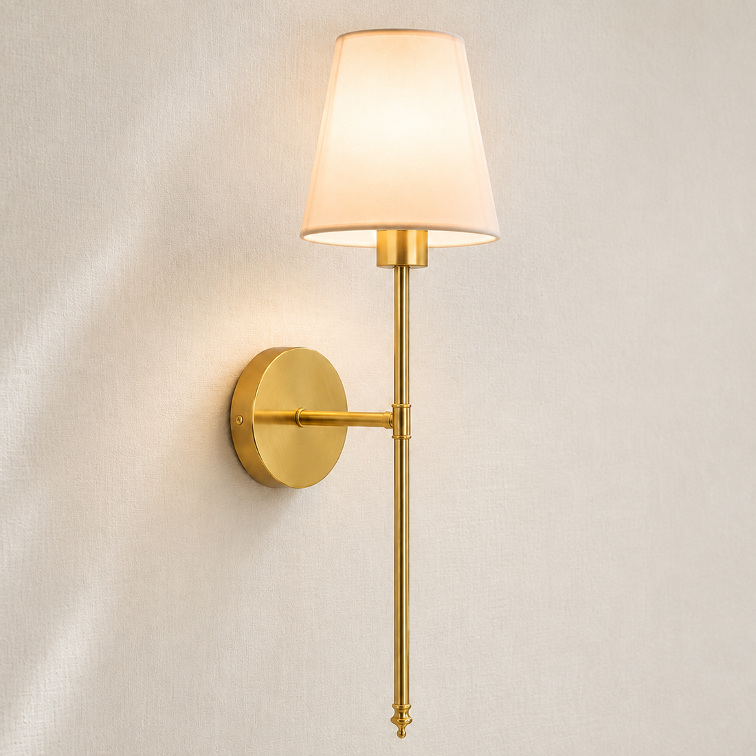 Cairn Fabric Shade Lamp - Brushed Gold